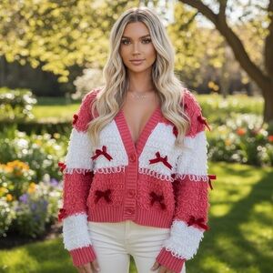 Mighty Fine Pink and White Cardigan